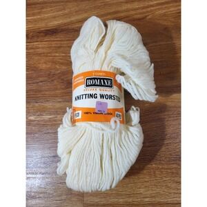 Vintage Romaxe 4 Ply 100% Wool 4 Ounces White Yarn